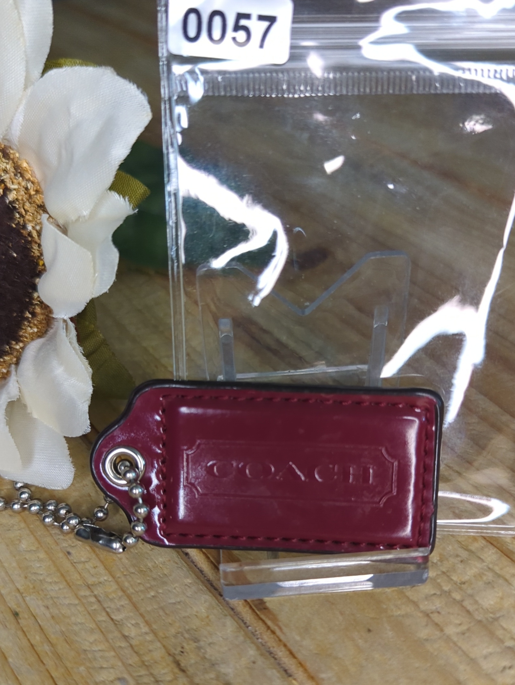 0057 Coach Hang Tag Deep Red Patent  Silver